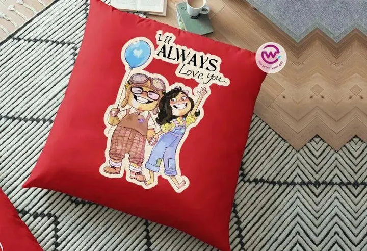 Square Cushion-Valentine's Day - UP Cartoon - WE PRINT