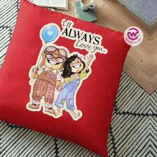 Square Cushion-Valentine's Day - UP Cartoon - WE PRINT