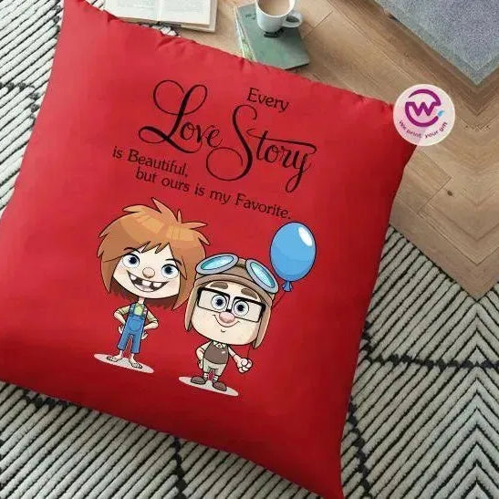 Square Cushion-Valentine's Day - UP Cartoon - WE PRINT