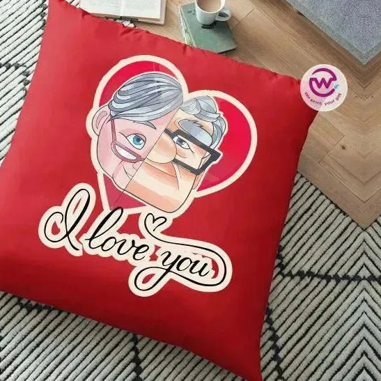 Square Cushion-Valentine's Day - UP Cartoon - WE PRINT