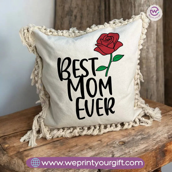Square Cushion with Macrame Tassels- Mother's Day Designs - WE PRINT