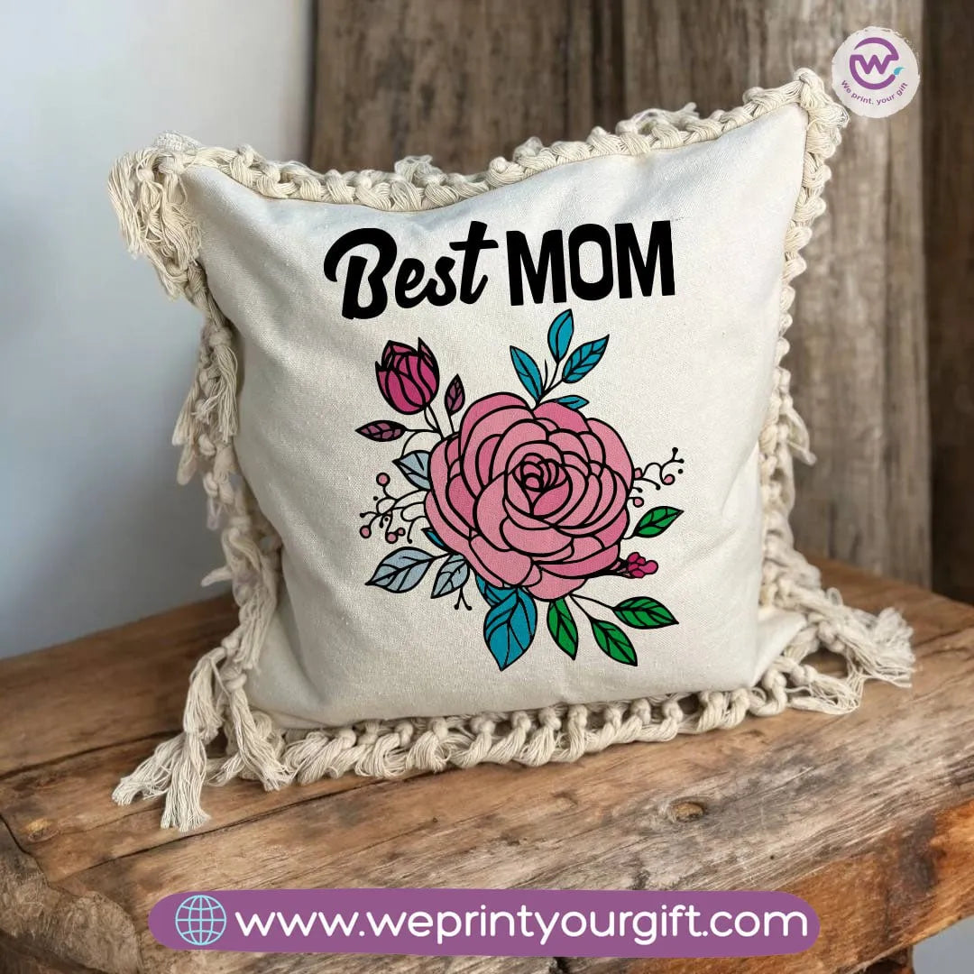 Square Cushion with Macrame Tassels- Mother's Day Designs - WE PRINT