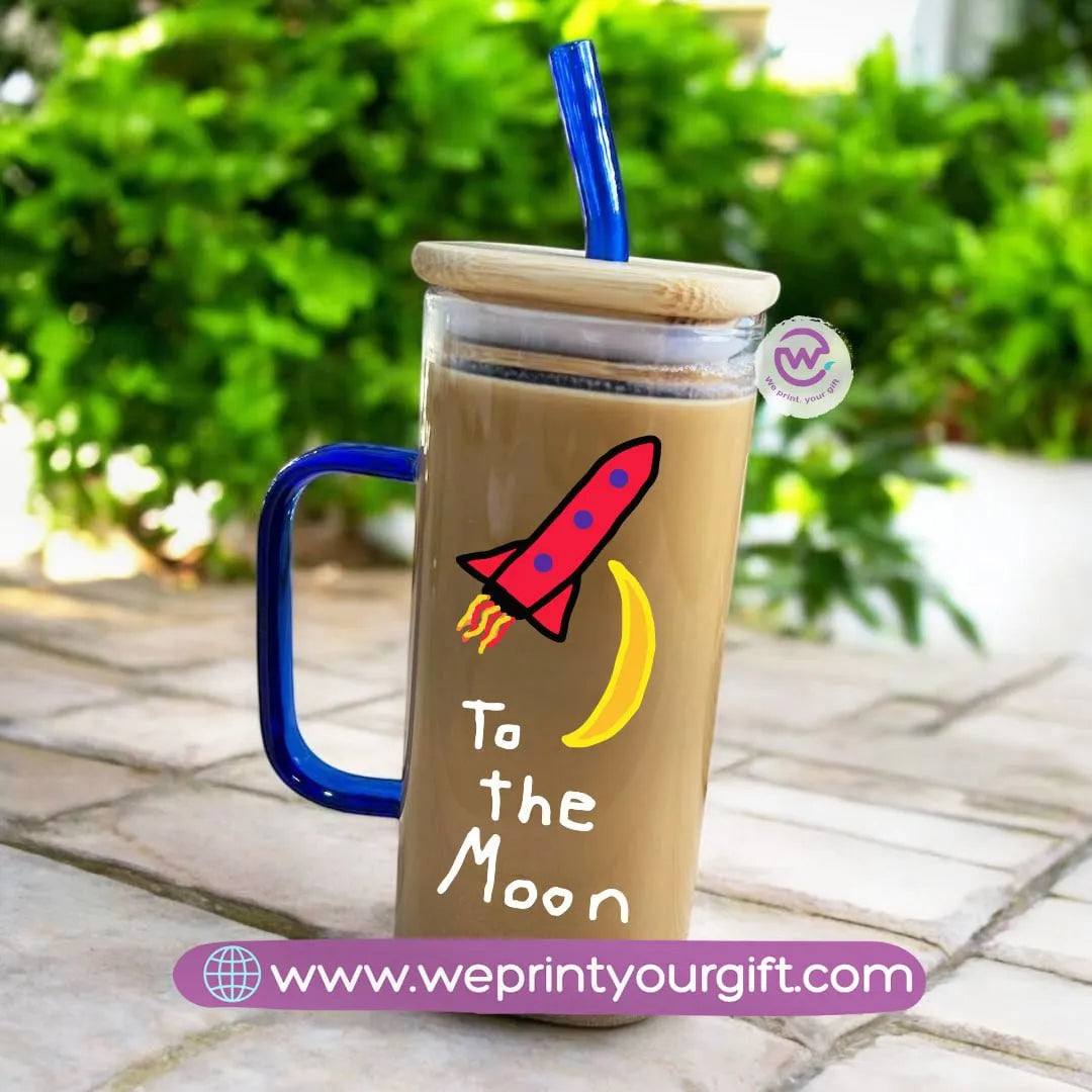 Square Glass Mug with Straw- Valentine’s Day designs - WE PRINT