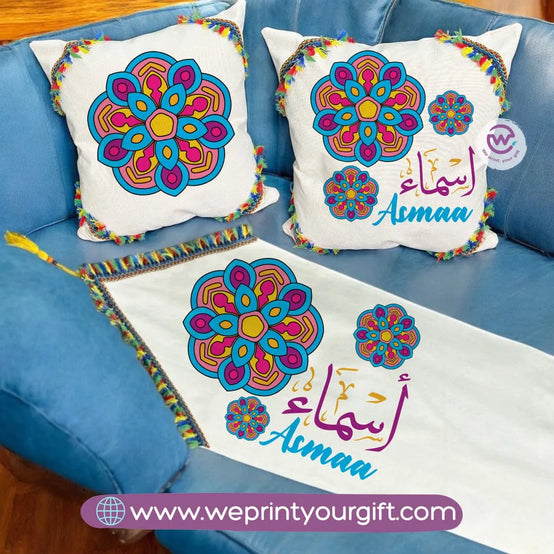 Table Runner ( Set of 2 cushions+ runner) -Names - WE PRINT