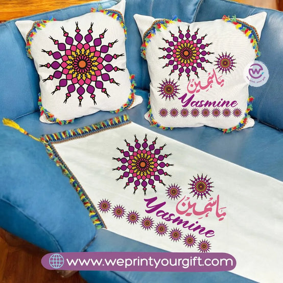 Table Runner ( Set of 2 cushions+ runner) -Names - WE PRINT