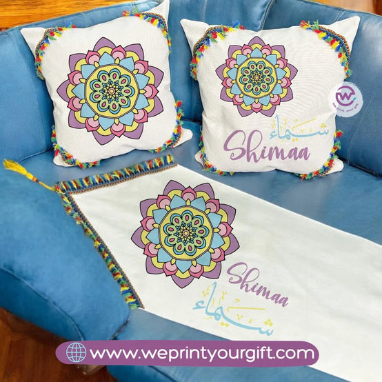 Table Runner ( Set of 2 cushions+ runner) -Names - WE PRINT