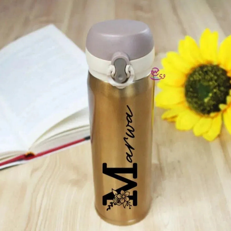 Thermal Mug With lock -Gold-Names A - WE PRINT