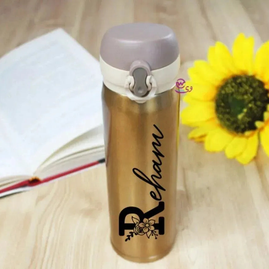 Thermal Mug With lock -Gold-Names A - WE PRINT