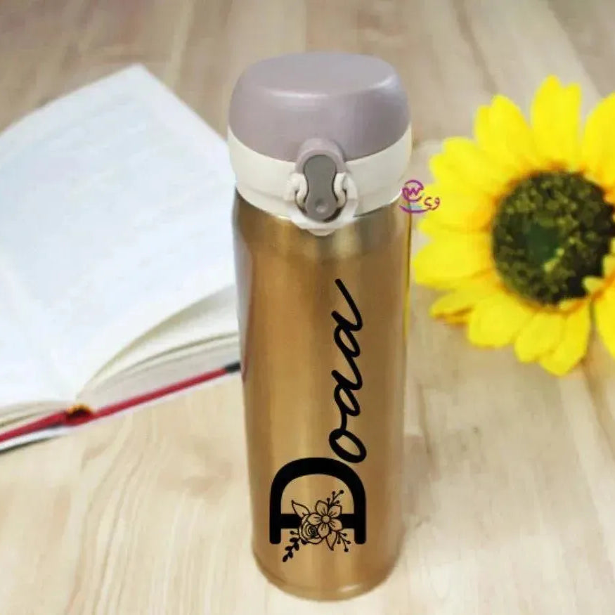 Thermal Mug With lock -Gold-Names A - WE PRINT