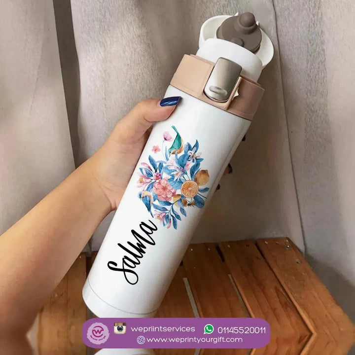 Thermal Mug with lock - Slim Shape - Floral - WE PRINT