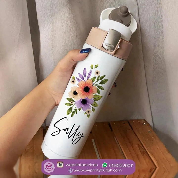 Thermal Mug with lock - Slim Shape - Floral - WE PRINT