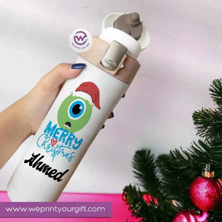 Thermal Mug with lock - Slim Shape- Monsters, Inc.-christmas - WE PRINT