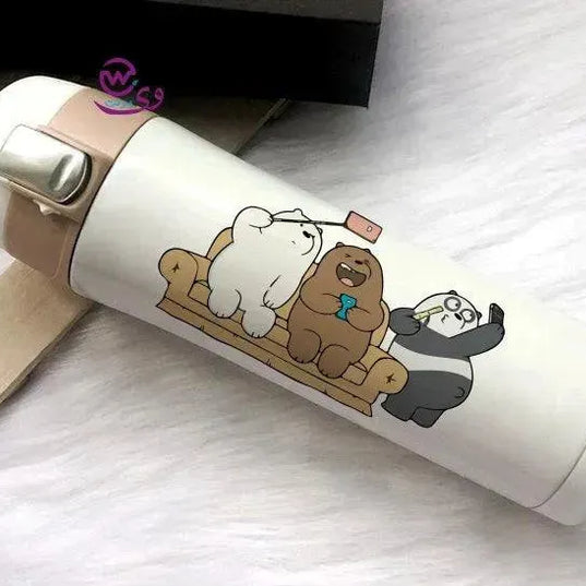 Thermal Mug with lock - Slim Shape-three Bears - WE PRINT