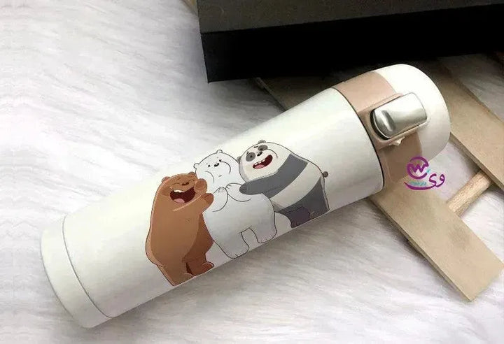 Thermal Mug with lock - Slim Shape-three Bears - WE PRINT