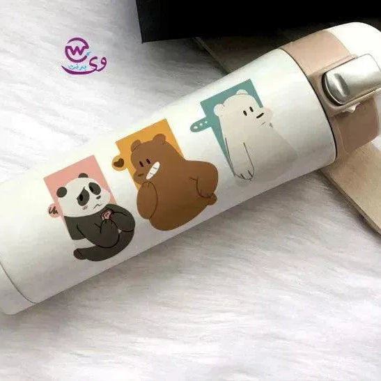 Thermal Mug with lock - Slim Shape-three Bears - WE PRINT