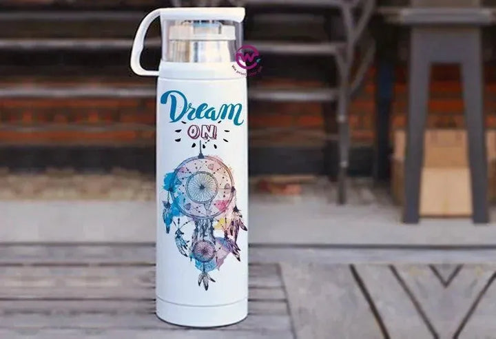 Thermal Thermos With Cup - Stainless Steel - Dream catcher - WE PRINT