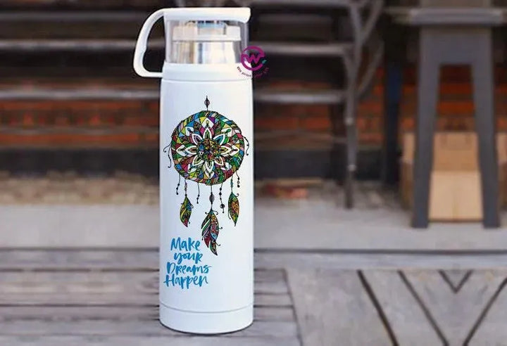 Thermal Thermos With Cup - Stainless Steel - Dream catcher - WE PRINT