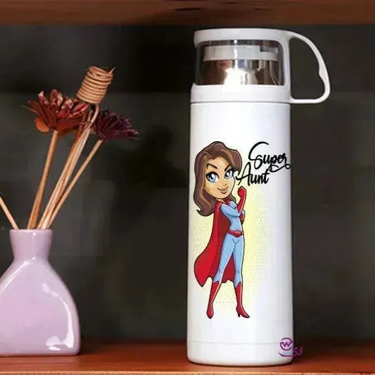 Thermal Thermos With Cup -Stainless Steel - Family - WE PRINT