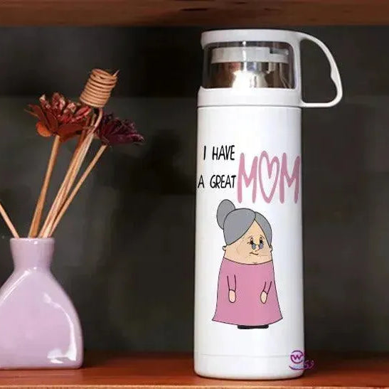 Thermal Thermos With Cup -Stainless Steel - Family - WE PRINT