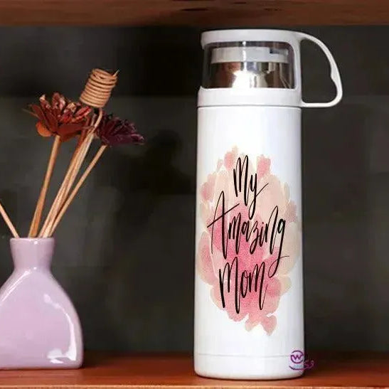 Thermal Thermos With Cup -Stainless Steel - Family - WE PRINT
