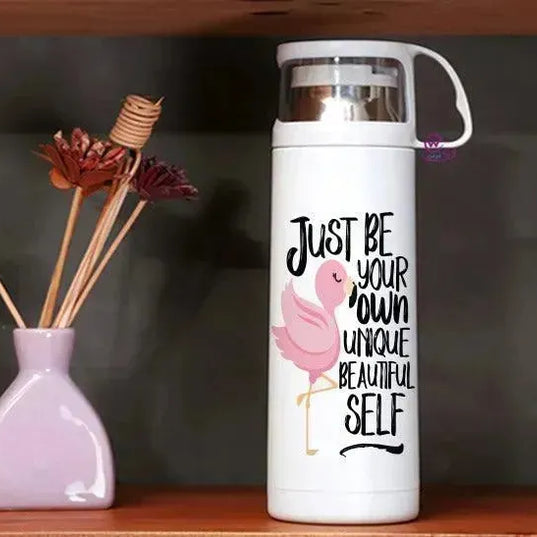 Thermal Thermos With Cup - Stainless Steel - Flamingos - WE PRINT