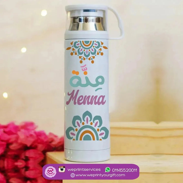 Thermal Thermos With Cup - Stainless Steel - Mandala - WE PRINT