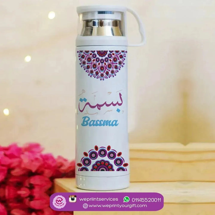 Thermal Thermos With Cup - Stainless Steel - Mandala - WE PRINT