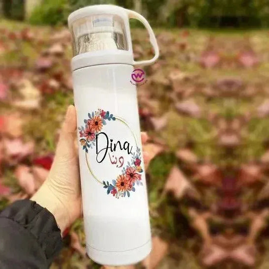 Thermal Thermos With Cup - Stainless Steel - Names A - WE PRINT