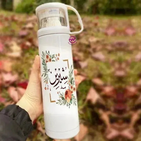 Thermal Thermos With Cup - Stainless Steel - Names A - WE PRINT