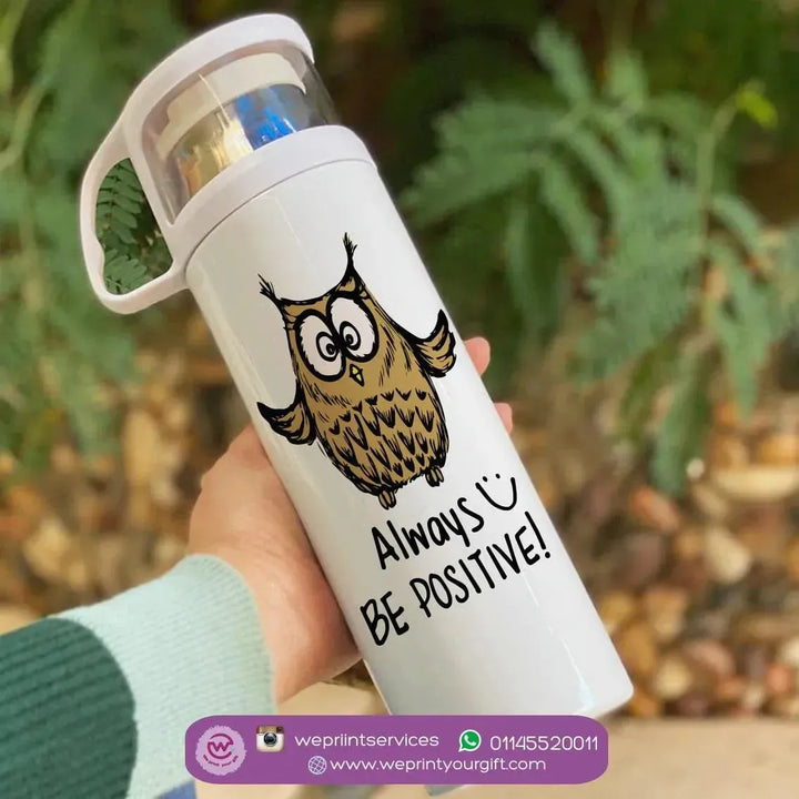 Thermal Thermos With Cup - Stainless Steel - Owl - WE PRINT