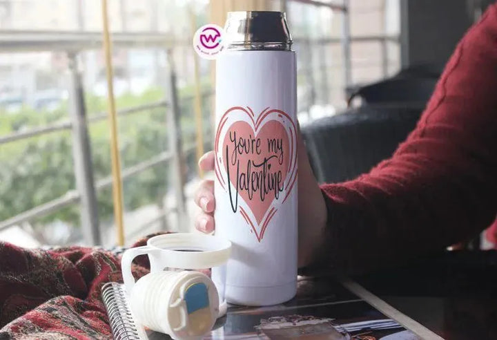 Thermal Thermos With Cup - Stainless Steel - Valentine's Day - WE PRINT