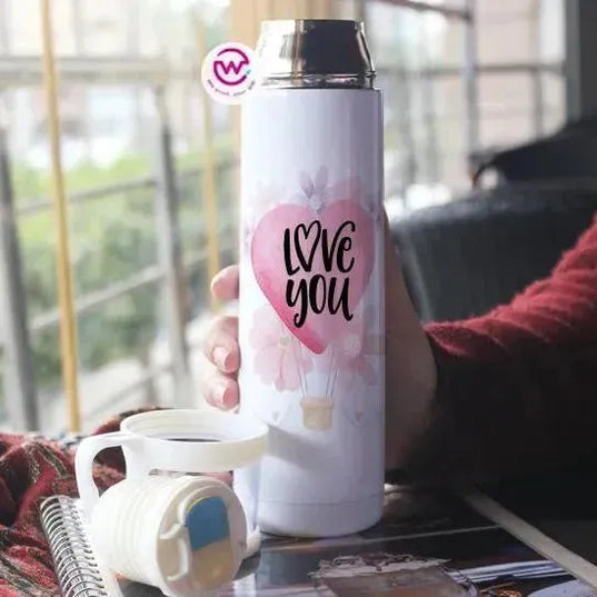 Thermal Thermos With Cup - Stainless Steel - Valentine's Day - WE PRINT