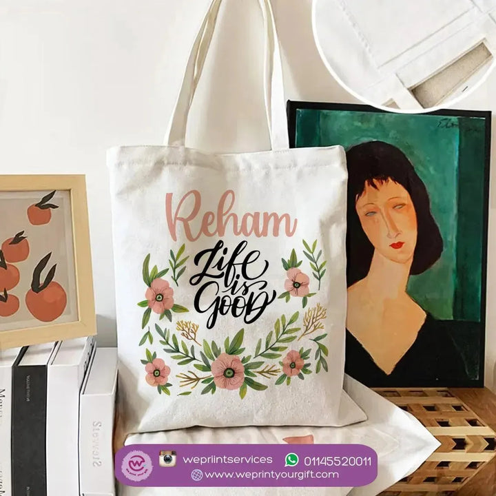 Tote Bag -Floral Names-A - WE PRINT