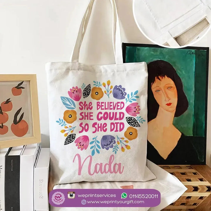 Tote Bag -Floral Names-A - WE PRINT