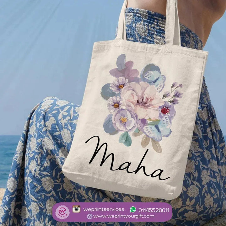 Tote Bag -Floral Names-B - WE PRINT