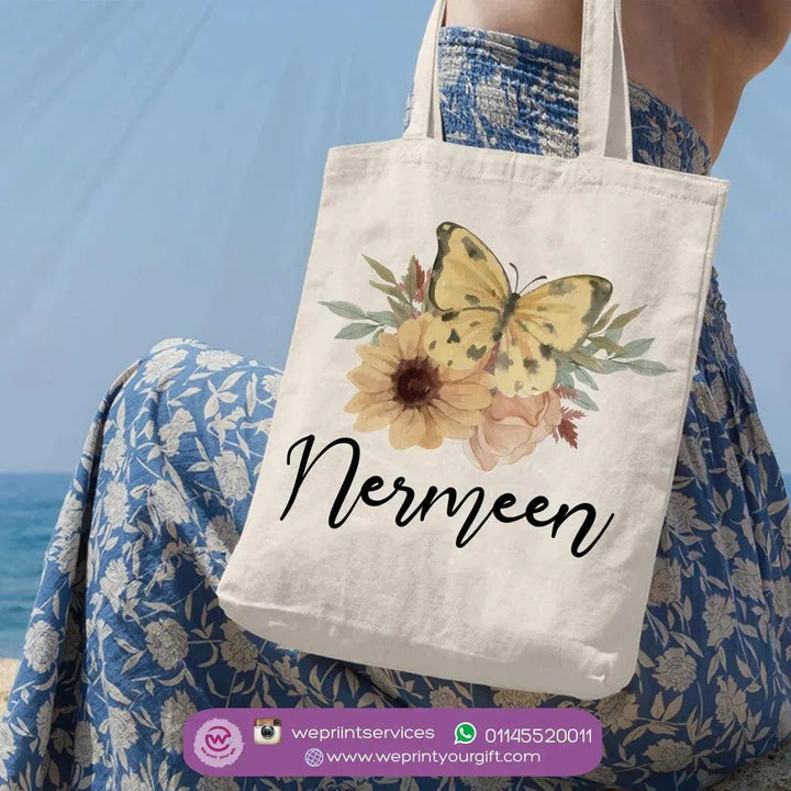 Tote Bag -Floral Names-B - WE PRINT