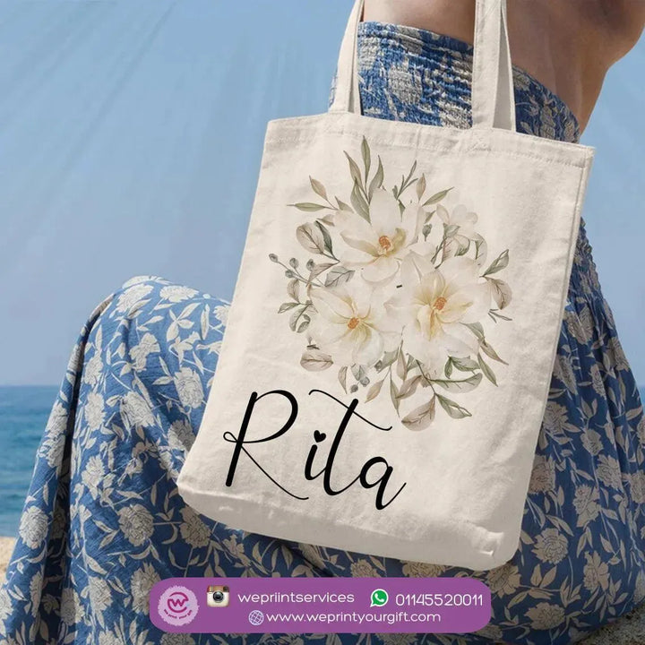 Tote Bag -Floral Names-B - WE PRINT