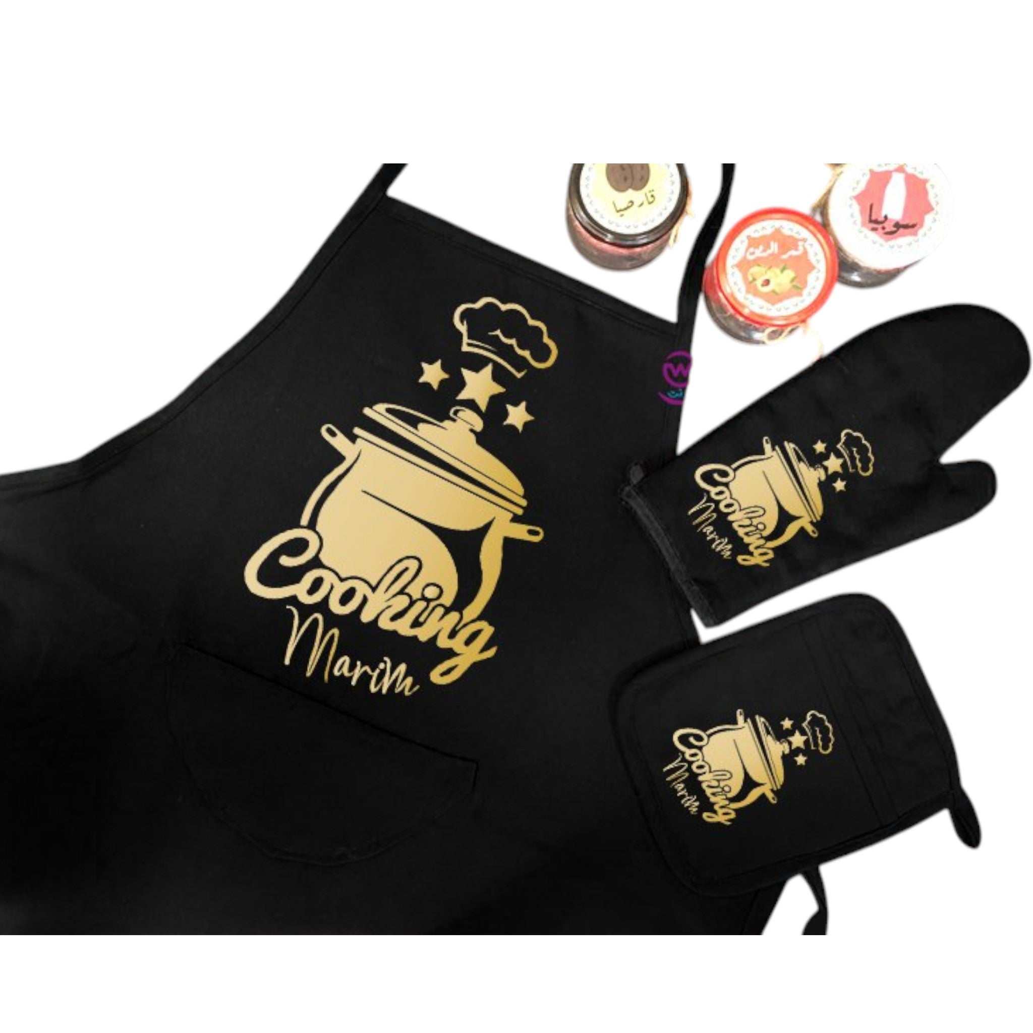 Personalized Kitchen Apron Set -3 Pieces -A