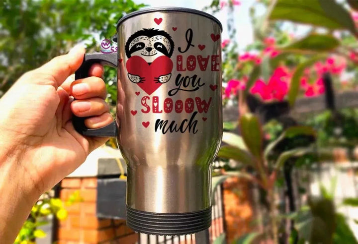 Travel Mug - Silver - Valentine's - WE PRINT