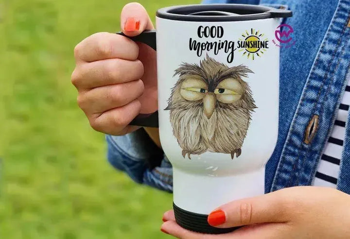 Travel Mug White - Owl - WE PRINT