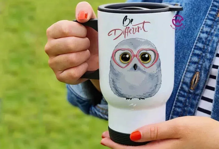 Travel Mug White - Owl - WE PRINT