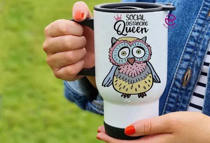 Travel Mug White - Owl - WE PRINT