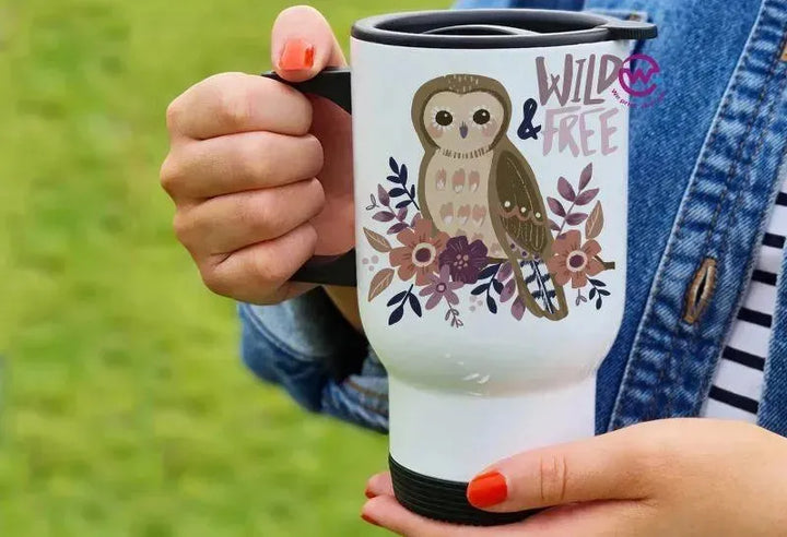 Travel Mug White - Owl - WE PRINT