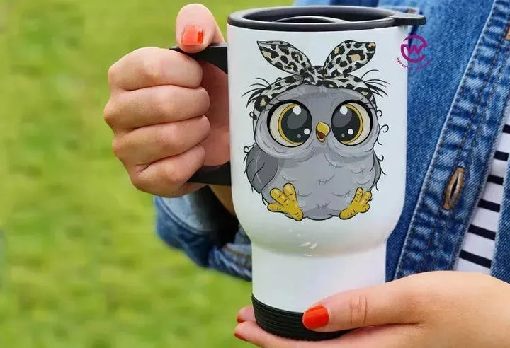 Travel Mug White - Owl - WE PRINT