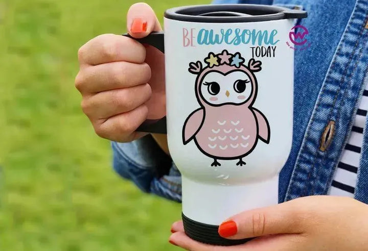 Travel Mug White - Owl - WE PRINT