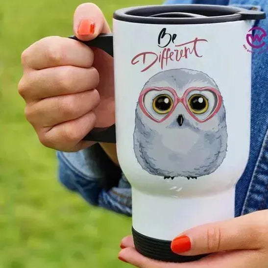 Travel Mug White - Owl - WE PRINT
