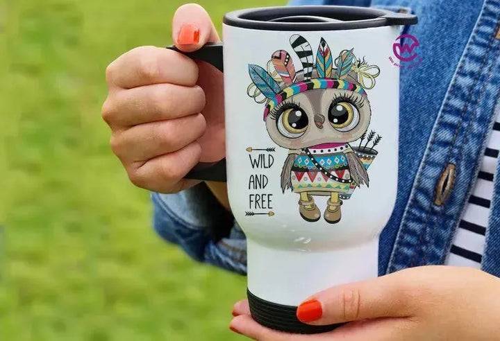 Travel Mug White - Owl - WE PRINT