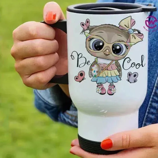 Travel Mug White - Owl - WE PRINT