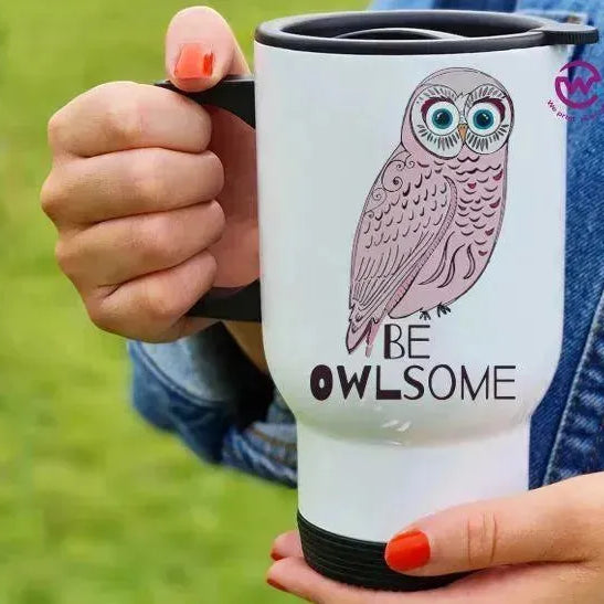 Travel Mug White - Owl - WE PRINT