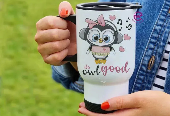 Travel Mug White - Owl - WE PRINT